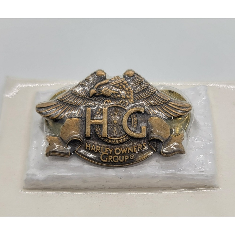 Vintage Harley Owners Group Gold Lapel Pin HOG Collectible Eagle Emblem Iconic